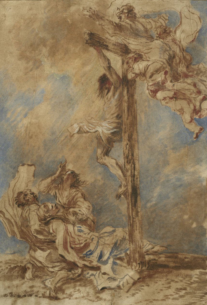 Keresztre feszítés a Szűzanyával, Szent Jánossal és Mária Magdolnával, valamint az Atyaistennel, 1651 körül alkotó: Giovanni Benedetto Castiglione