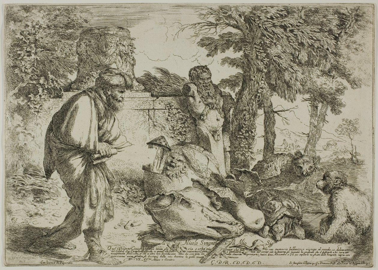 Diogenész becsületes embert keres alkotó: Giovanni Benedetto Castiglione