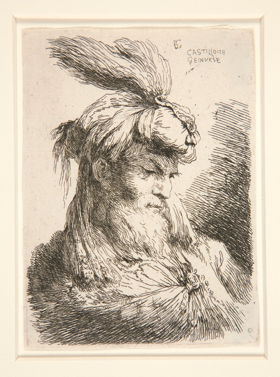 Jobbra néző ábra, a Small Studies of Heads sorozatból alkotó: Giovanni Benedetto Castiglione