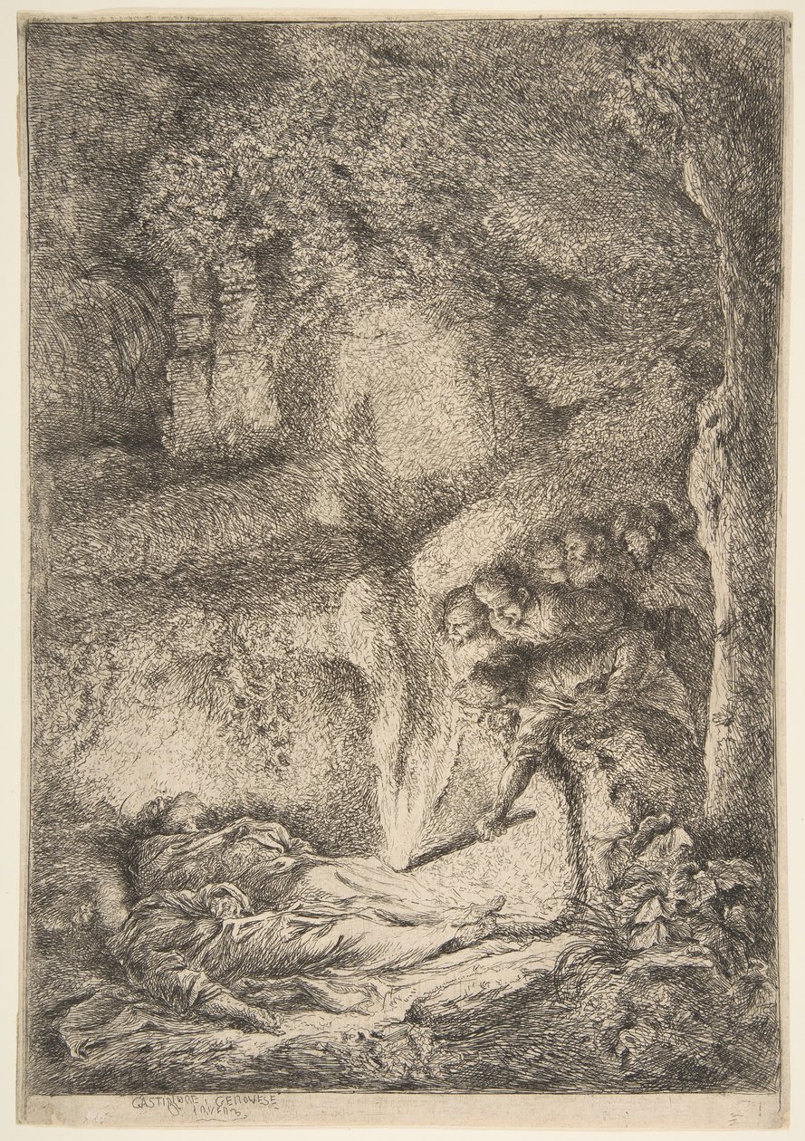 Szent Péter és Pál holttestének megtalálása, 1645-51. alkotó: Giovanni Benedetto Castiglione