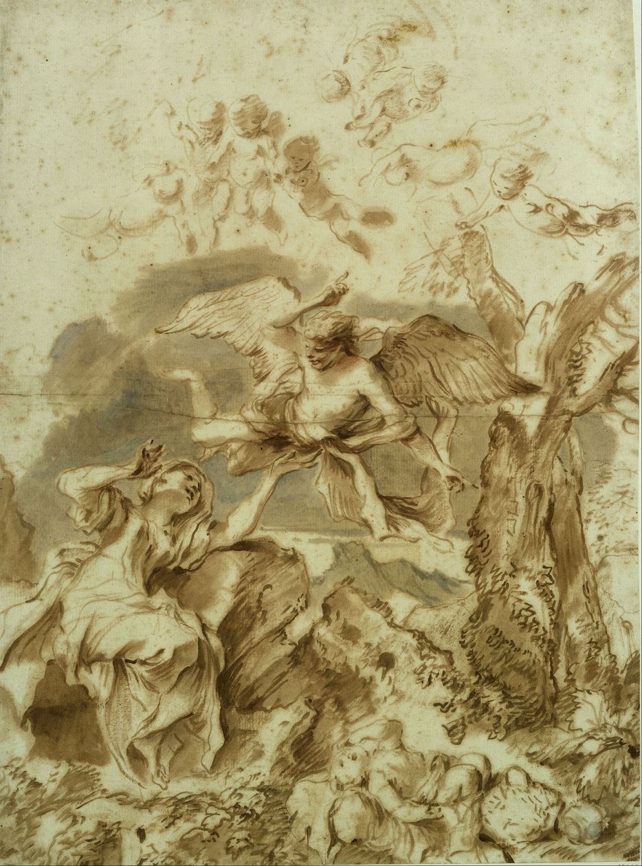 Hágár és Izmael a pusztában alkotó: Giovanni Benedetto Castiglione