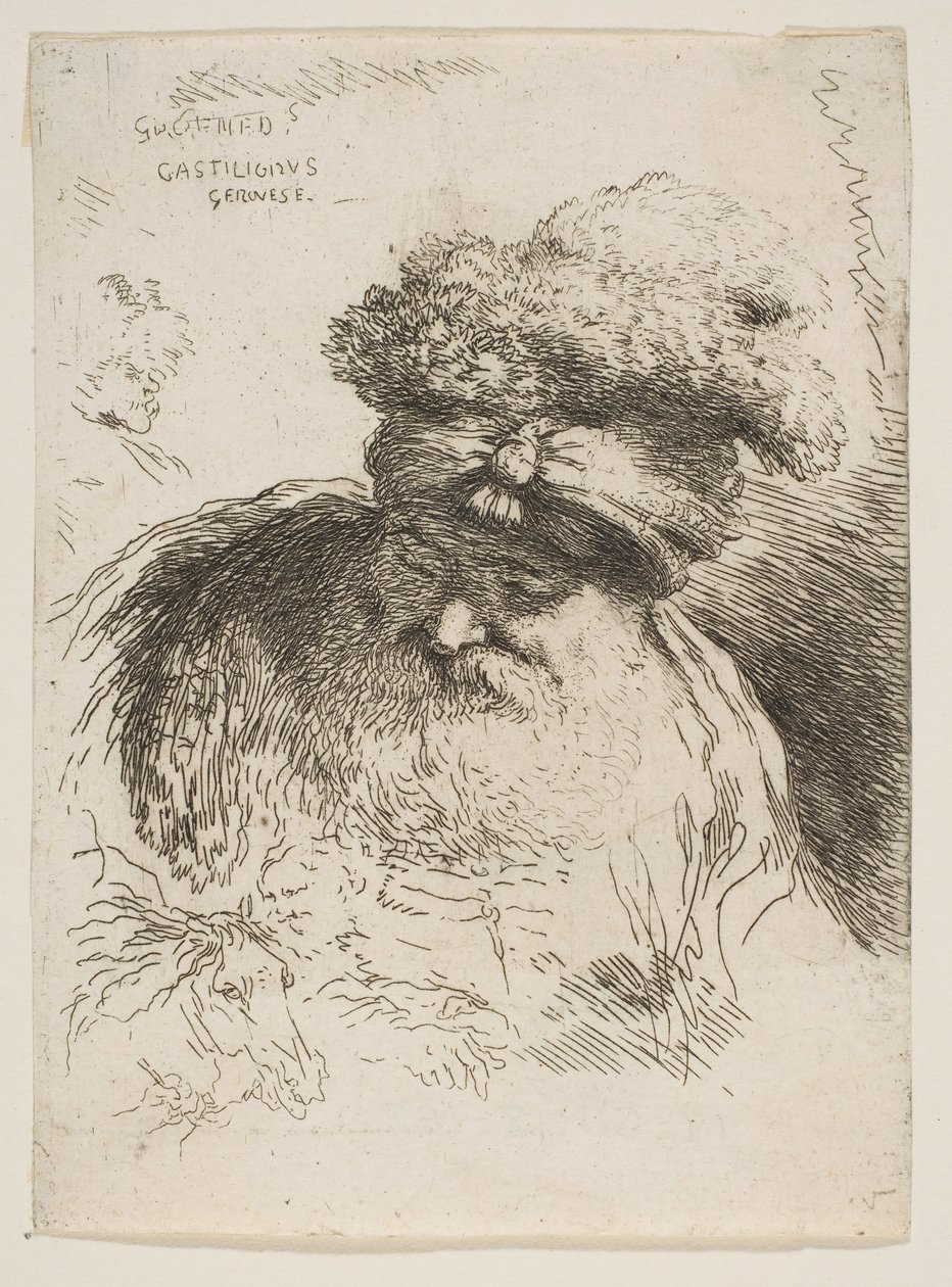 Egy öreg szakállas férfi feje turbánnal, a Kis fejek sorozatból Orie..., kb. 1645-1650. alkotó: Giovanni Benedetto Castiglione