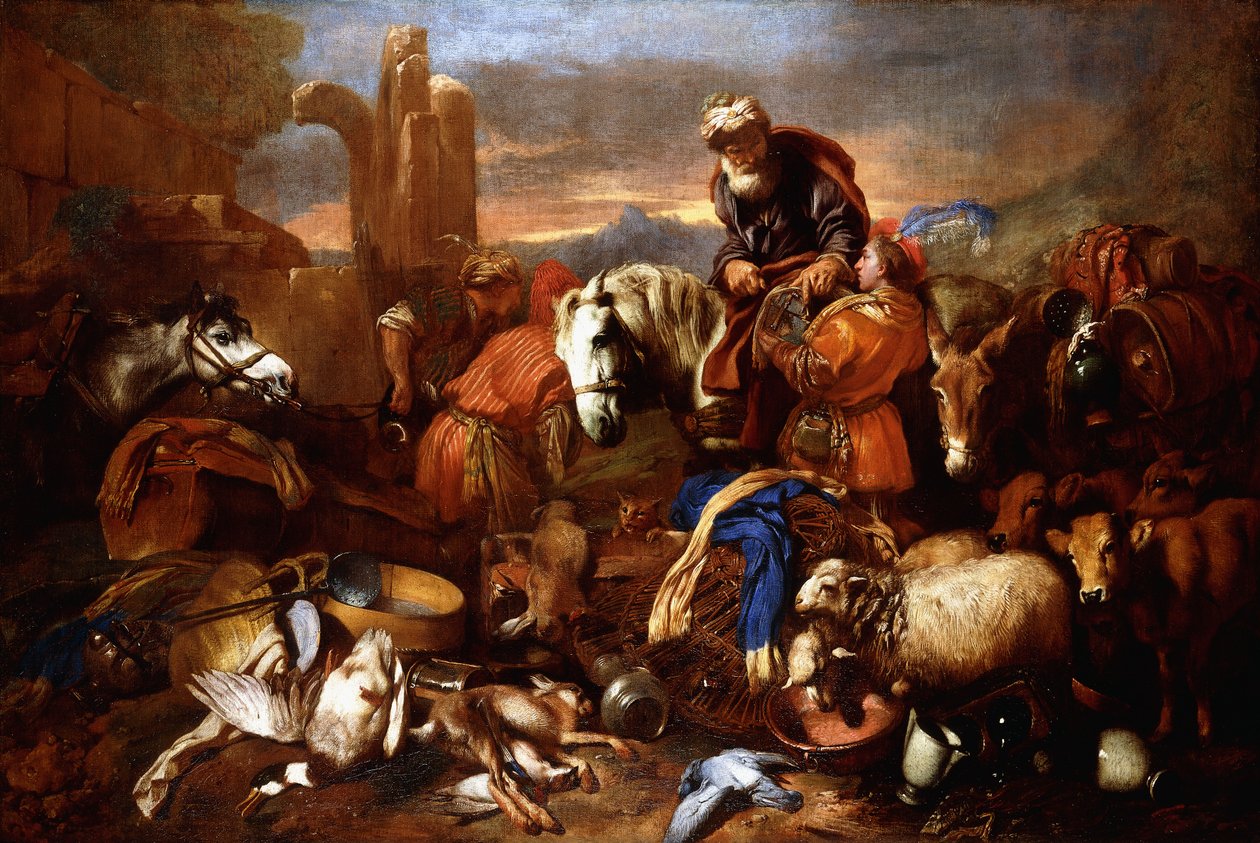 Jákob utazása Egyiptomba, alkotó: Giovanni Benedetto Castiglione