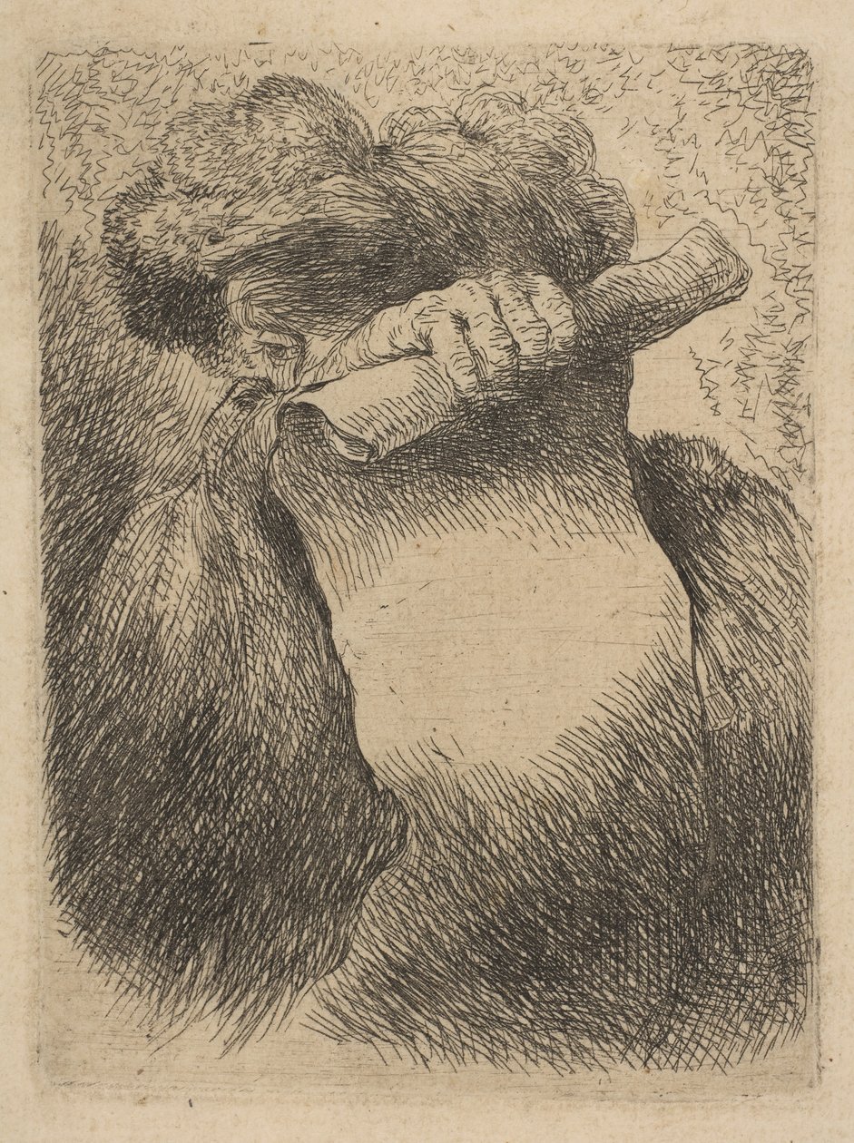 Férfi, aki egy tekercset tart az arca előtt, a Kis fejek Keleten... sorozatból, kb. 1645-50. alkotó: Giovanni Benedetto Castiglione