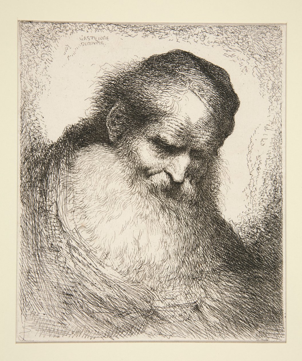Elölfelé szakállas öregember (a nagy keleti fejek sorozatból) alkotó: Giovanni Benedetto Castiglione