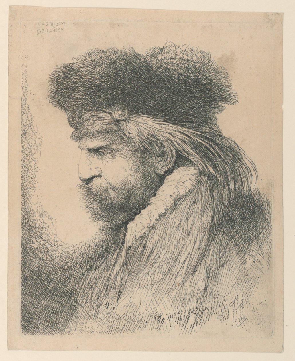 Prémes sapkás férfi portréja alkotó: Giovanni Benedetto Castiglione