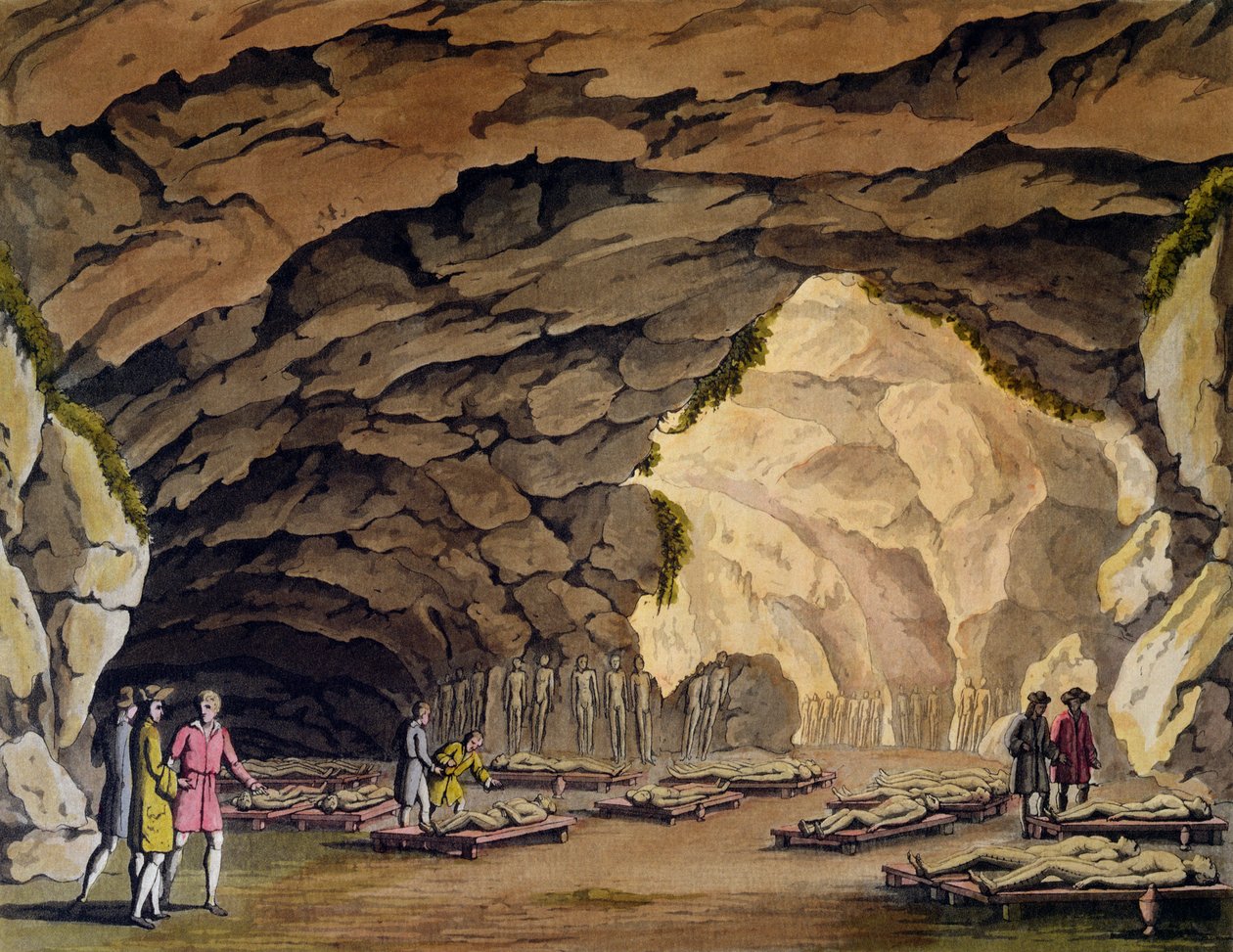 A Guancsok sírbarlangja, Jules Ferrario "Le Costume Ancien et Moderne" című művéből, kiadva Milánóban, 1820 körül. alkotó: Giovanni Bigatti