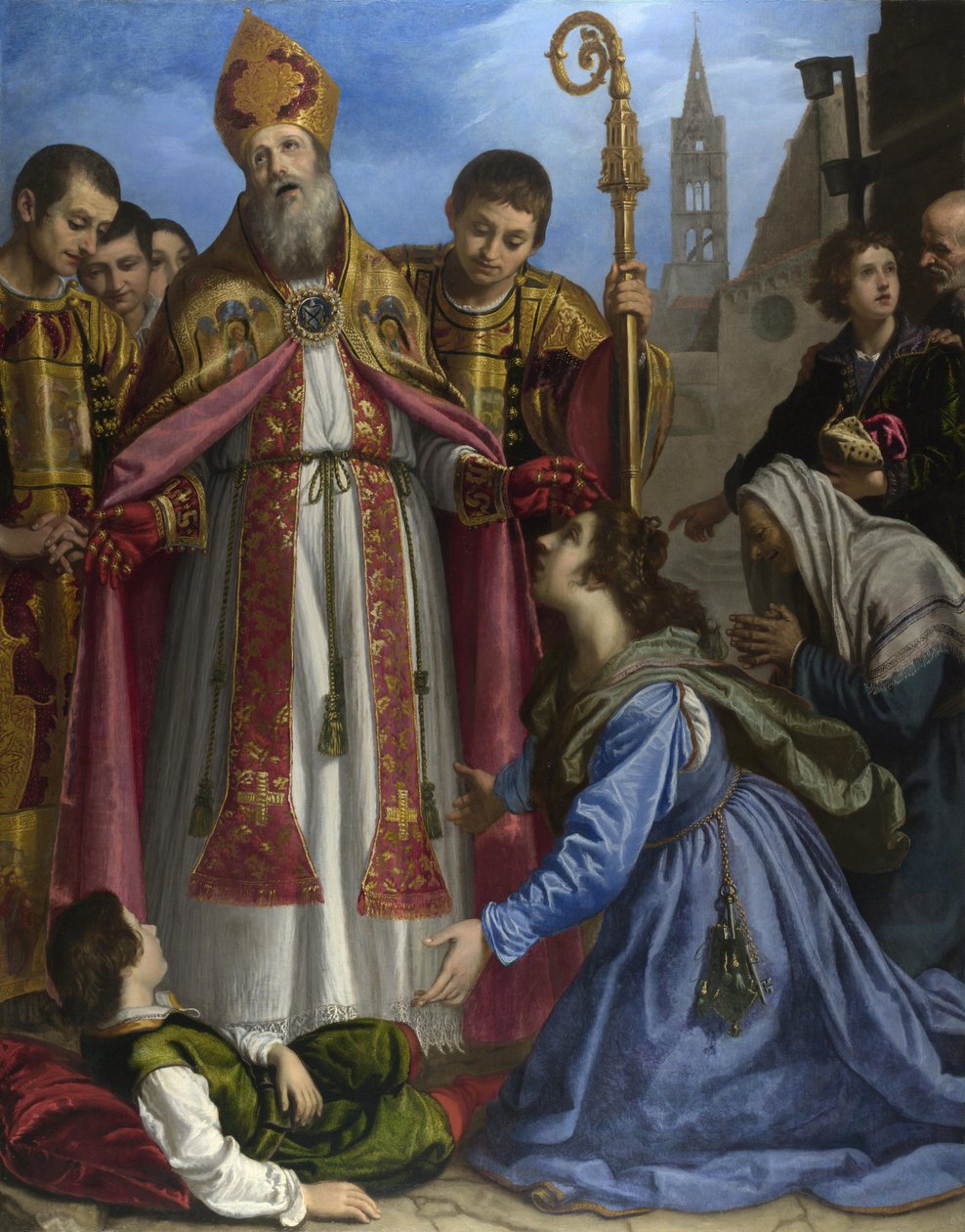 Szent Zenobius egy halott fiút elevenít fel, c. 1615 alkotó: Giovanni Bilivert