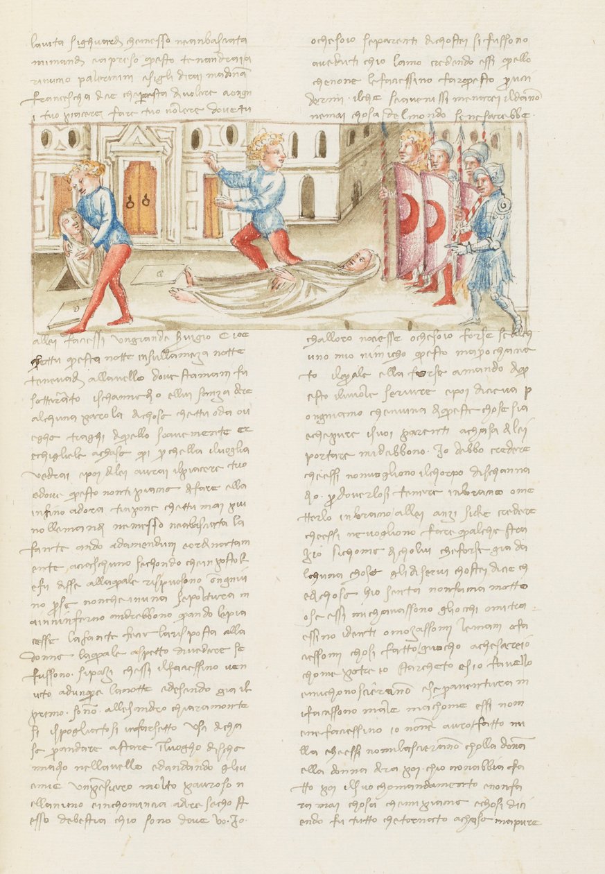 Dekameron, Vissza a hátra - Rinuccio Palermini a temetőben -Rinuccio Palermini menekül az őrség elől , Kilencedik nap, novella 1. alkotó: Giovanni Boccaccio