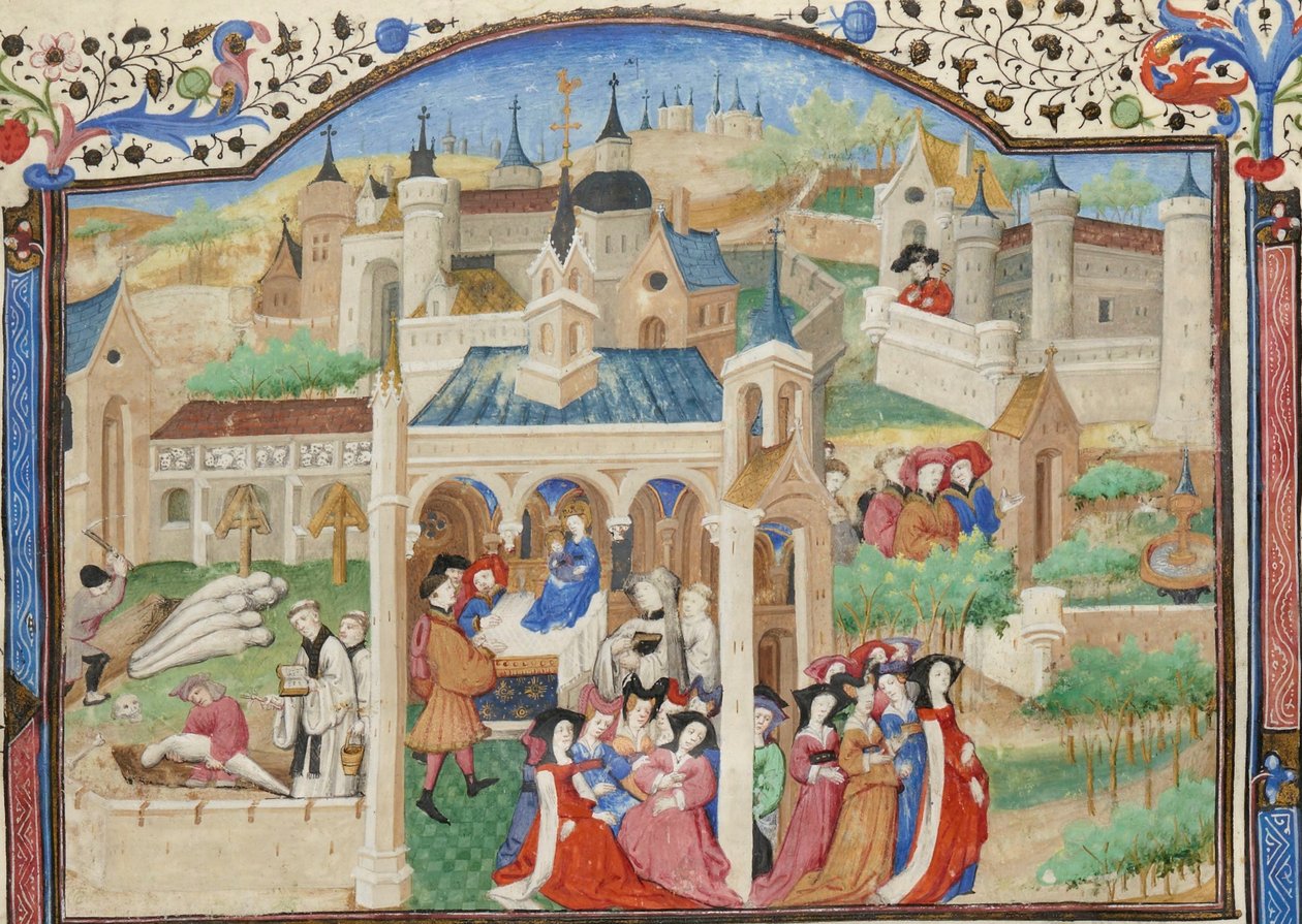 Dekameron, A Dekameron elbeszélőinek távozása Firenzéből alkotó: Giovanni Boccaccio
