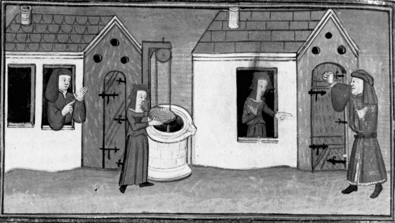 Dekameron, Ghita követ dob a kútba; Tofanót kizárják a házból . Hetedik nap, 4. novella alkotó: Giovanni Boccaccio