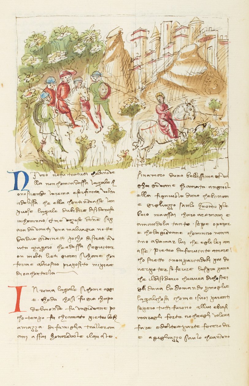 Dekameron, A római vidék; Agnolella menekül a rablók elől, Ötödik nap, 3. novella. alkotó: Giovanni Boccaccio