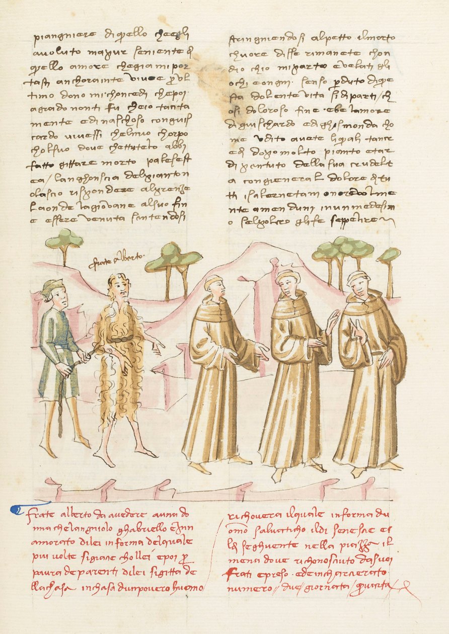 Dekameron, Egy angyal bukása - Berto letartóztatása, Negyedik nap, 2. novella alkotó: Giovanni Boccaccio