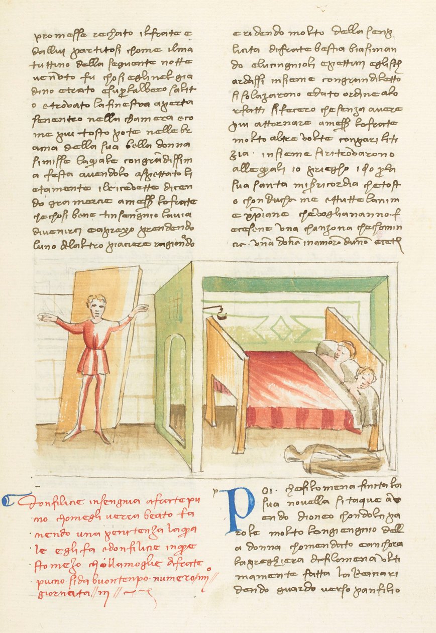 Dekameron, A Paradicsom kulcsa - Puccio di Rinieri visszaélése Felice által, Harmadnap, novella 4. alkotó: Giovanni Boccaccio