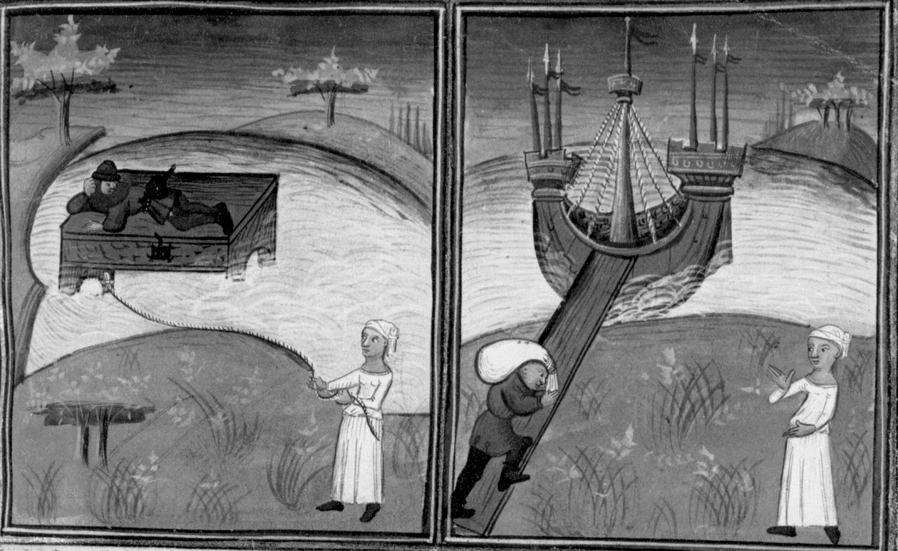 Dekameron, Landolfo Rufolót megmenti egy nő; Landolfo hazatér. Második nap, 4. novella alkotó: Giovanni Boccaccio