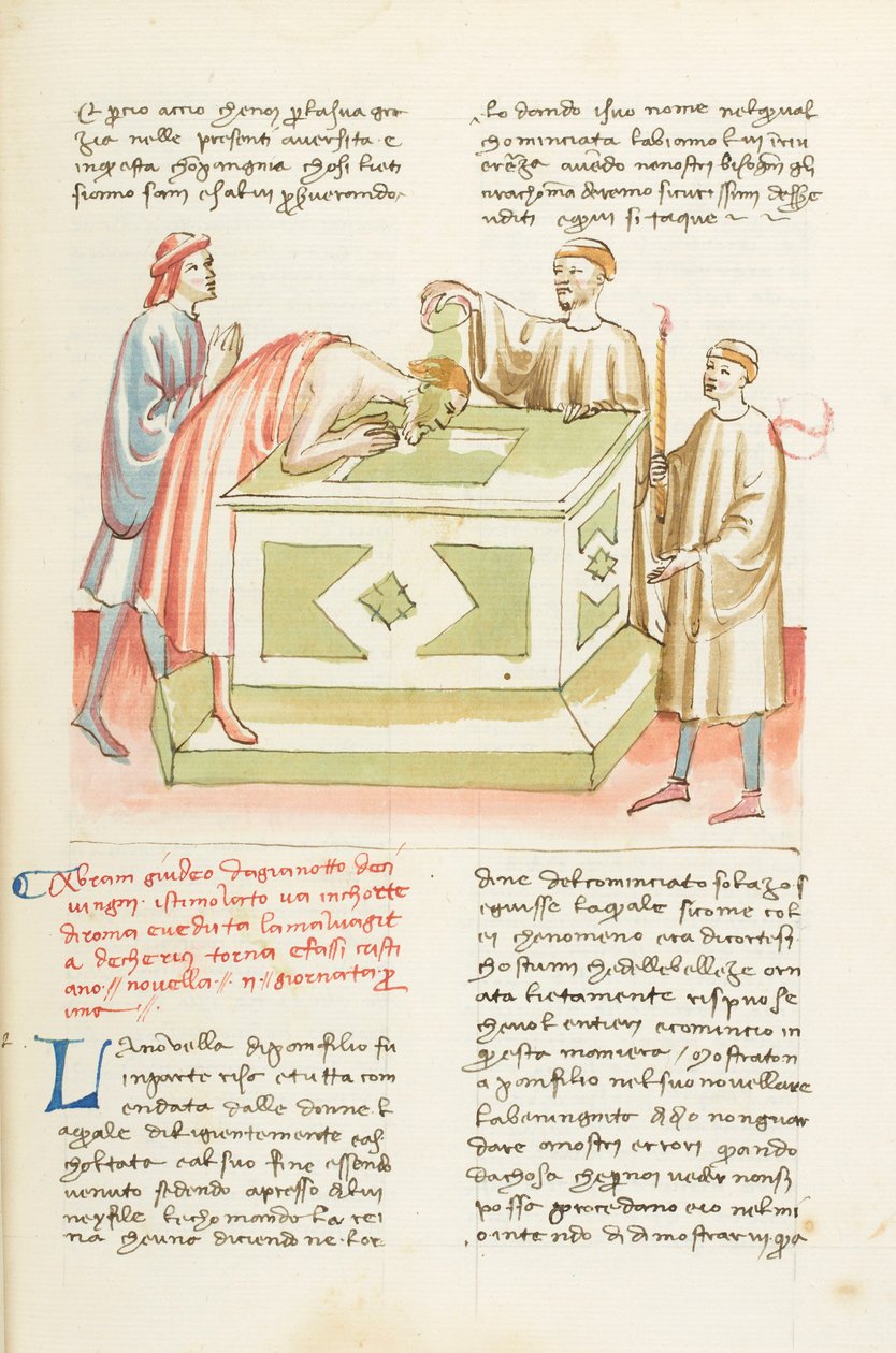 Dekameron, A római iskola - Ábrahám megkeresztelése , Első nap, novella 2. alkotó: Giovanni Boccaccio