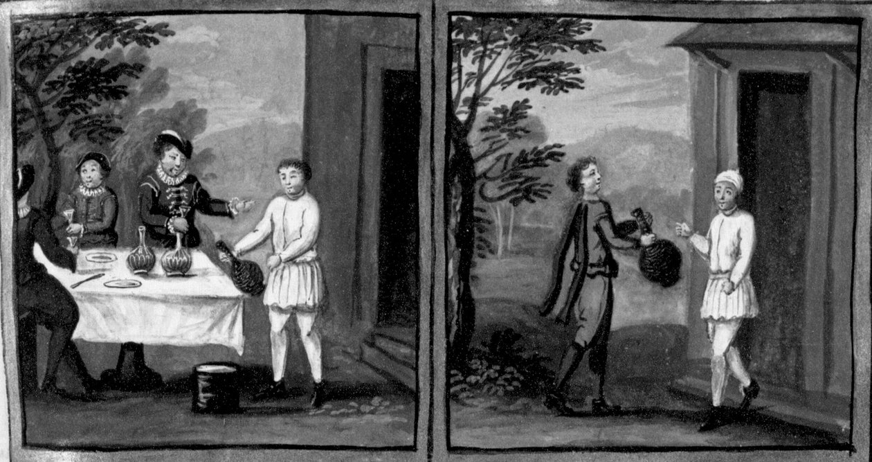 Dekameron, Cisti pékmester bort kínál Geri Spina és vendégeinek; Geri egyik szolgája elmegy Cisti házához, hogy bort kérjen. Hatodik nap, 2. novella alkotó: Giovanni Boccaccio