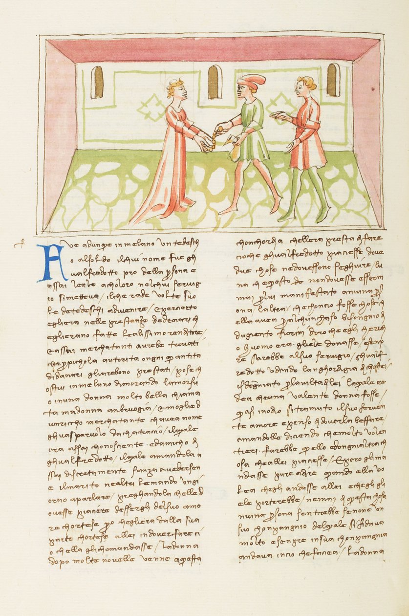 Décaméron, Le demi-monde; Gulfardo payant Ambruogia, Huitième journée, nouvelle 1. alkotó: Giovanni Boccaccio