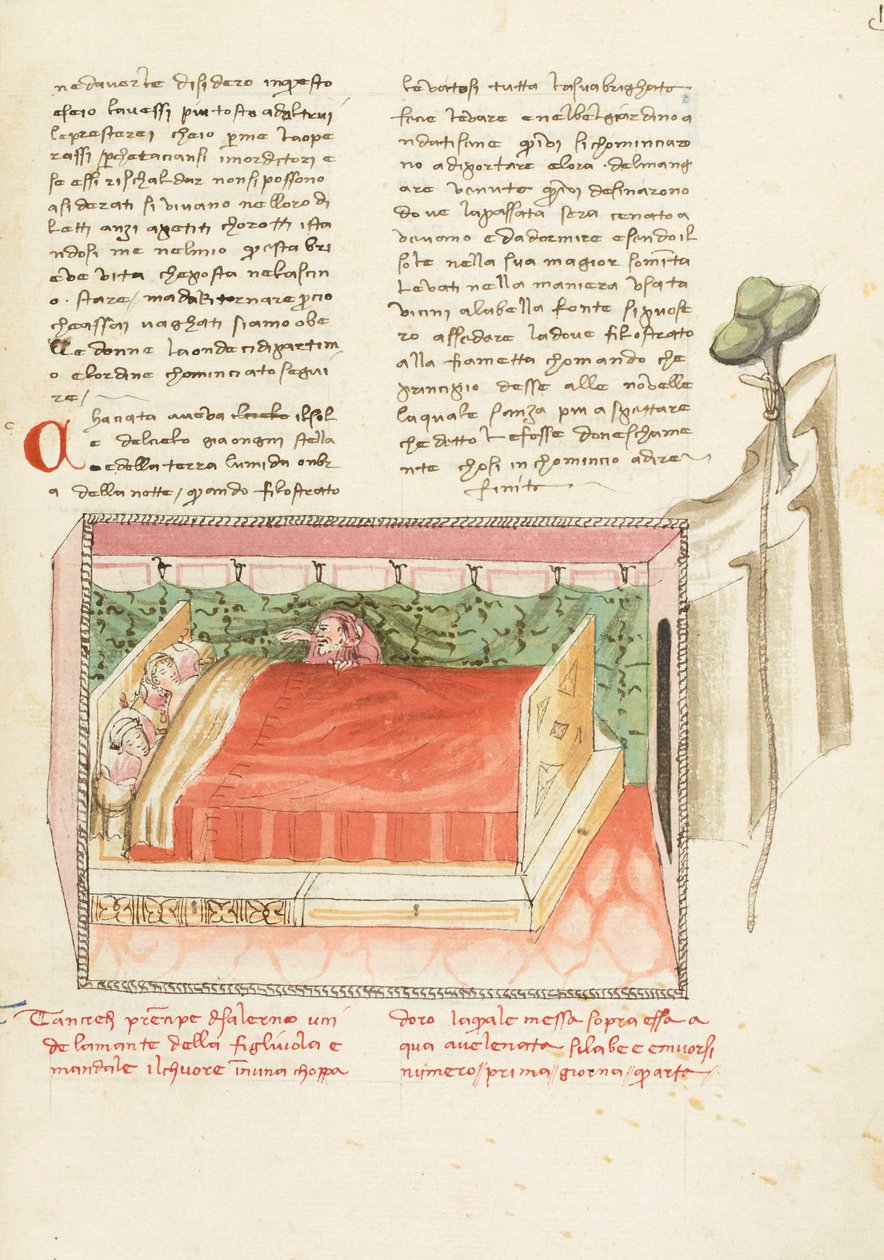 Dekameron, A halál diadala Tancredi kémkedik a szerelmesek után, Negyedik nap, novella 1. alkotó: Giovanni Boccaccio
