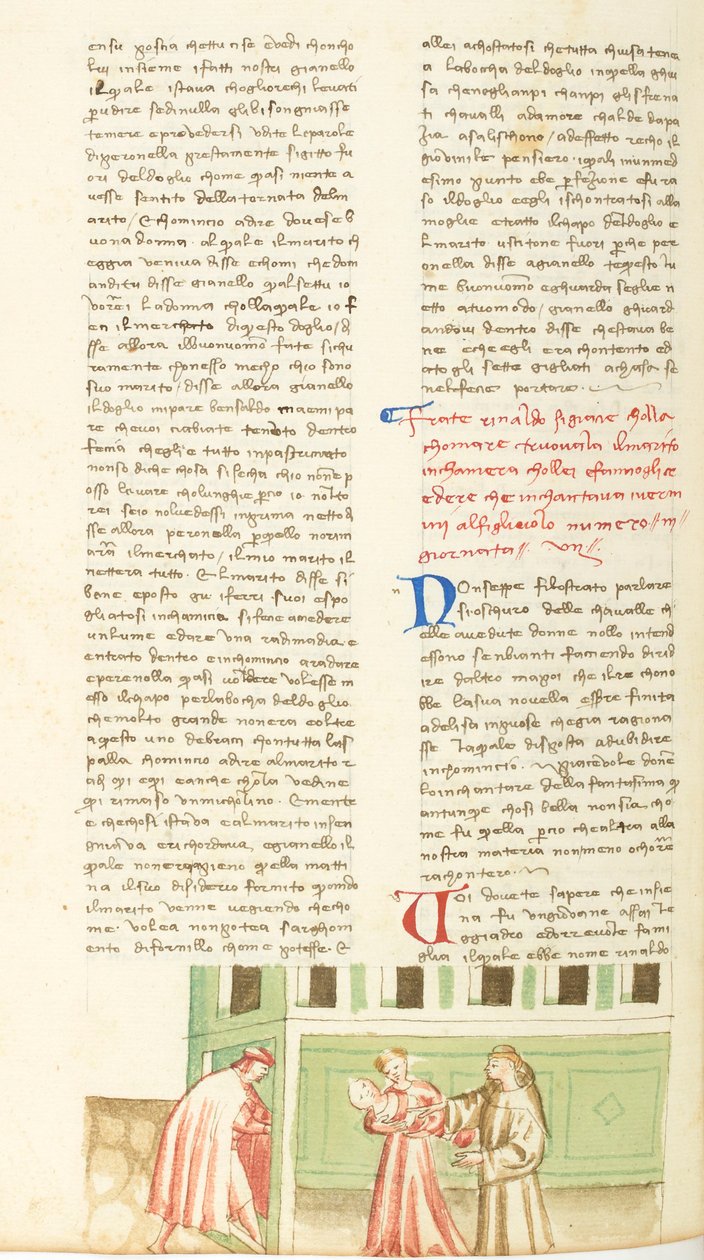 Dekameron, A féregfaló Rinaldo bántalmazza Agnesa férjét, Hetedik nap, novella 3. alkotó: Giovanni Boccaccio
