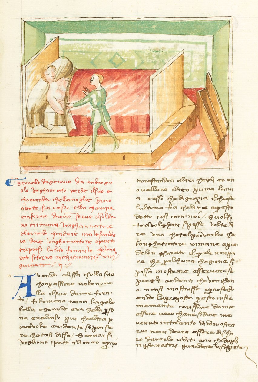 Dekameron, Az indiszkrét ékszerek Laurette Ambrogiuolo meglepő Ginevra , Második nap, novella 9. alkotó: Giovanni Boccaccio