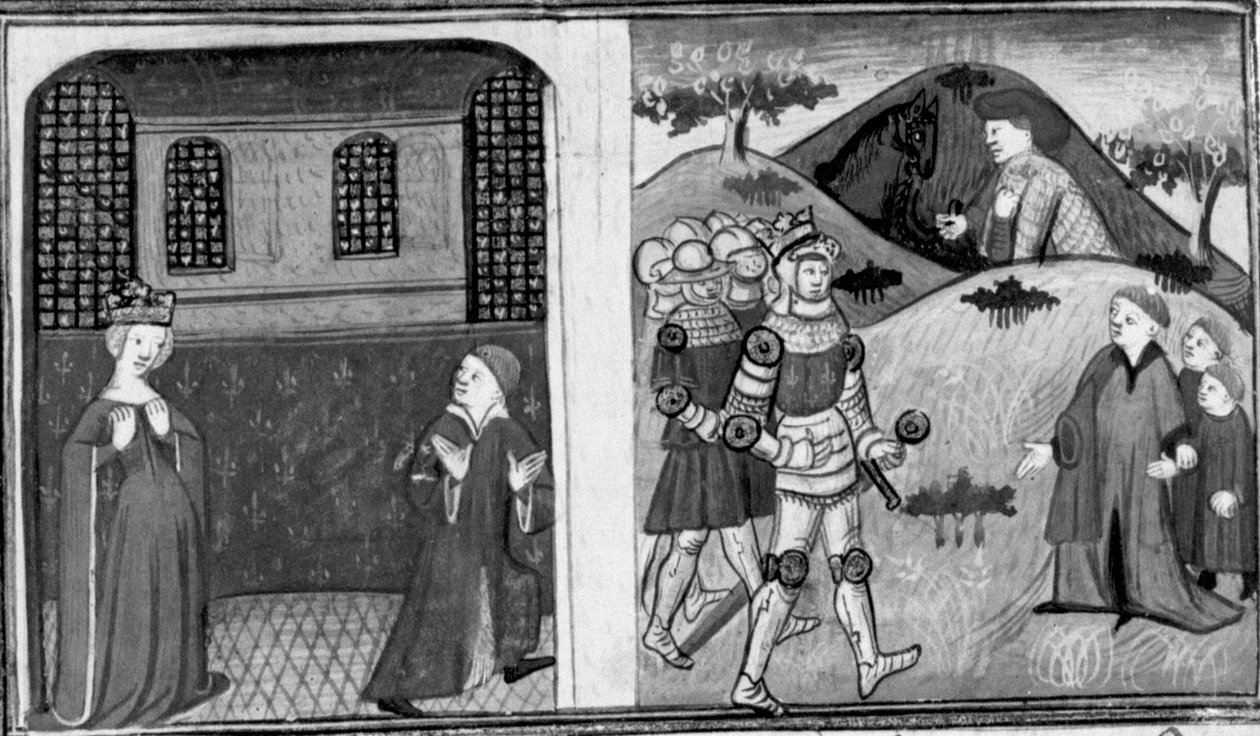 Dekameron, A francia király felesége megvádolja Antwerpen grófját; a gróf kibékül a királlyal. Második nap, 8. novella alkotó: Giovanni Boccaccio