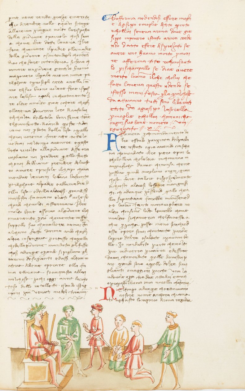 Dekameron, Hogy az igaz barát édes dolog - Tancredi kémkedik a szerelmesek után , Tizedik nap, novella 8. alkotó: Giovanni Boccaccio