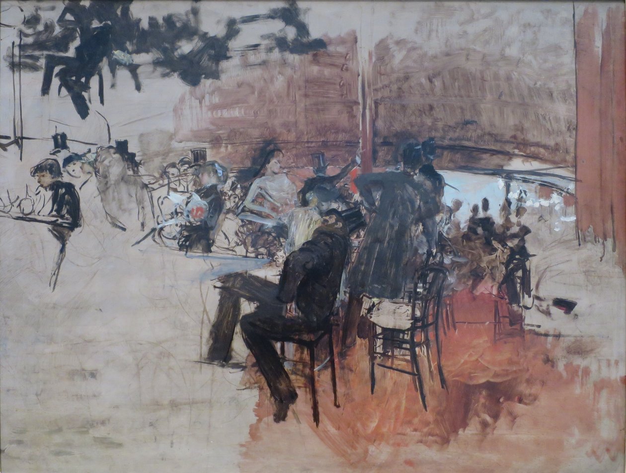 Kávéházi jelenet, Giovanni Boldini, 1887 körül, olaj, tábla, Kaliforniai Becsület Légió Palotája alkotó: Giovanni Boldini