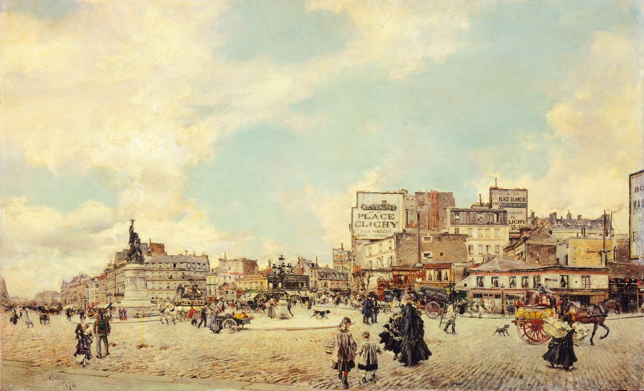 Clichy tér, Párizs, Giovanni Boldini (1842-1931), olaj, vászon, 60x98 cm alkotó: Giovanni Boldini