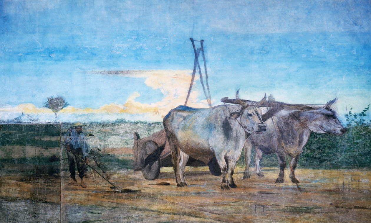Trágyagyűjtés, kocsi ökrökkel alkotó: Giovanni Boldini