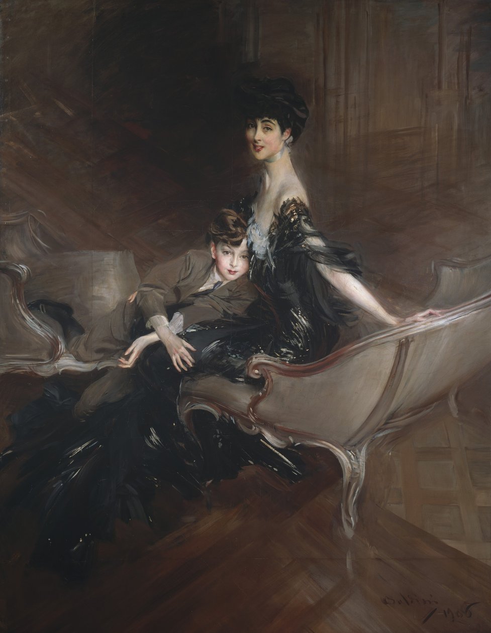 Consuelo Vanderbilt, Marlborough hercegnője és fia, Lord Ivor Spencer-Churchill, 1906 alkotó: Giovanni Boldini
