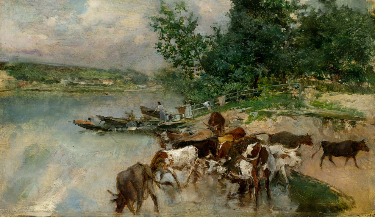 Ivás a Szajnán, 1874-75 körül (olaj, tábla) alkotó: Giovanni Boldini
