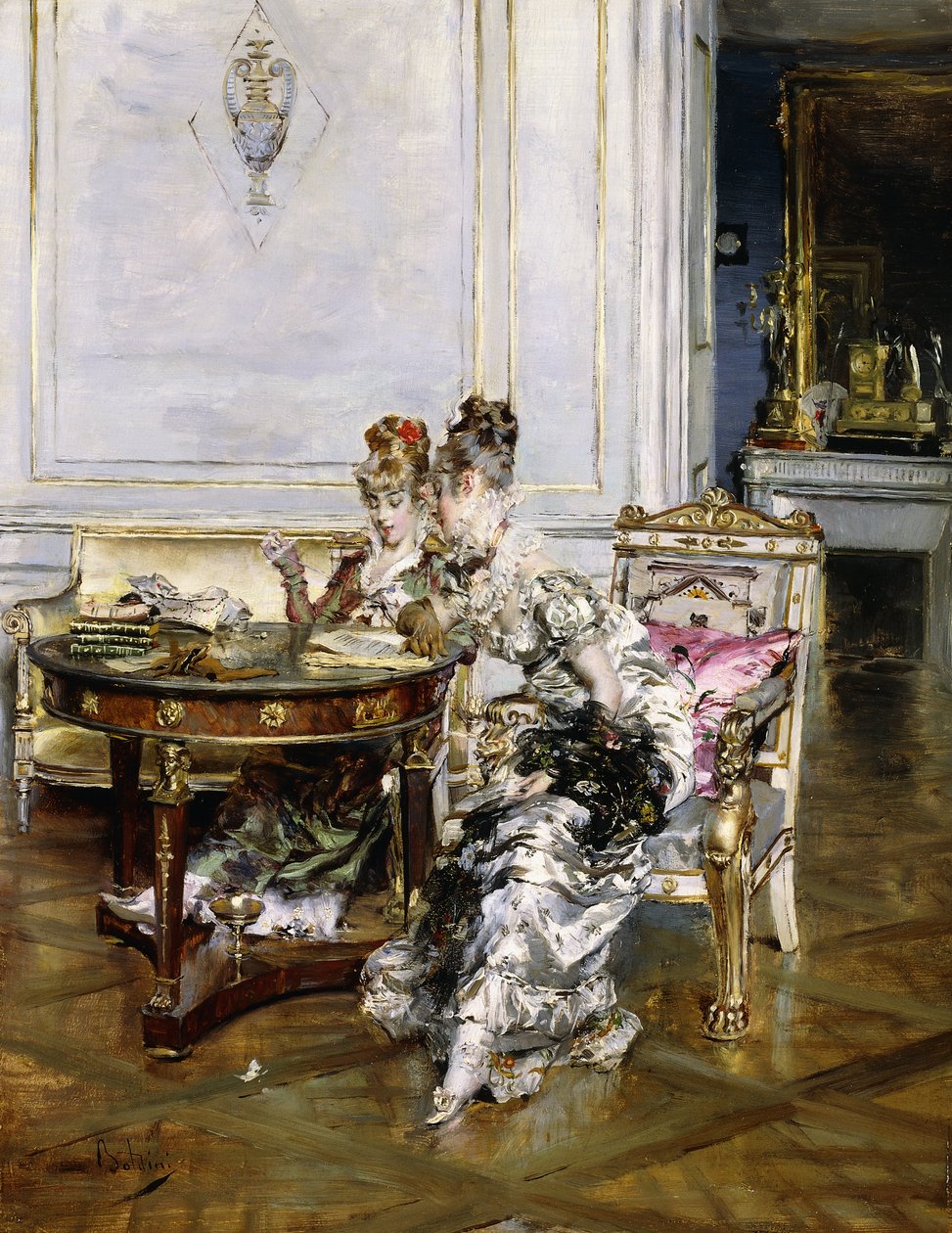 Elegáns hölgyek egy belső térben, 1875 körül alkotó: Giovanni Boldini
