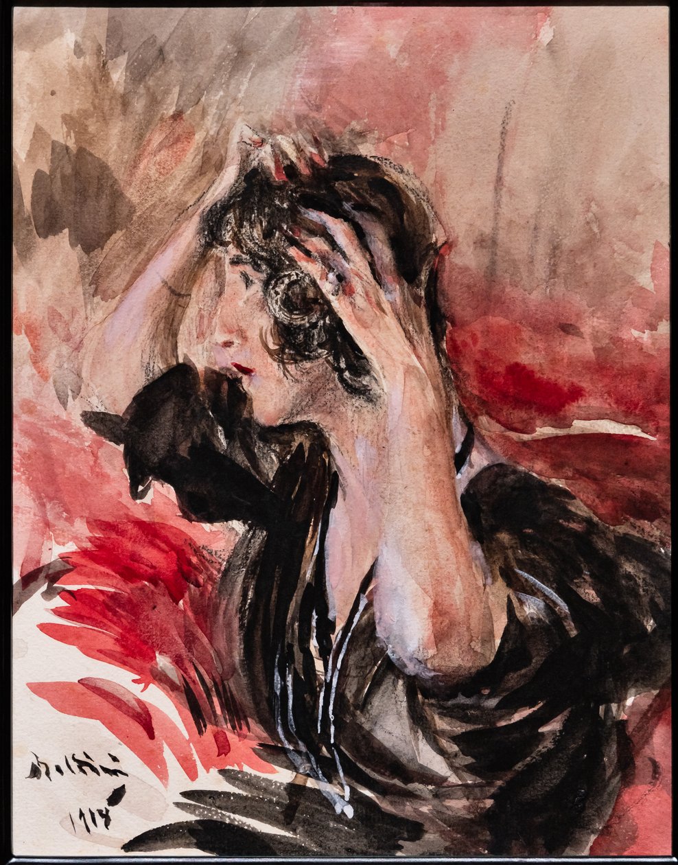 Lány nézi magát a tükörben alkotó: Giovanni Boldini