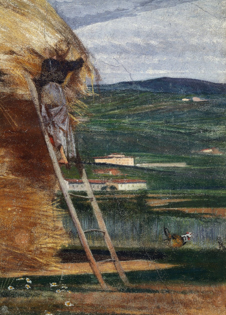 Szénakazal, paraszt a létrán alkotó: Giovanni Boldini