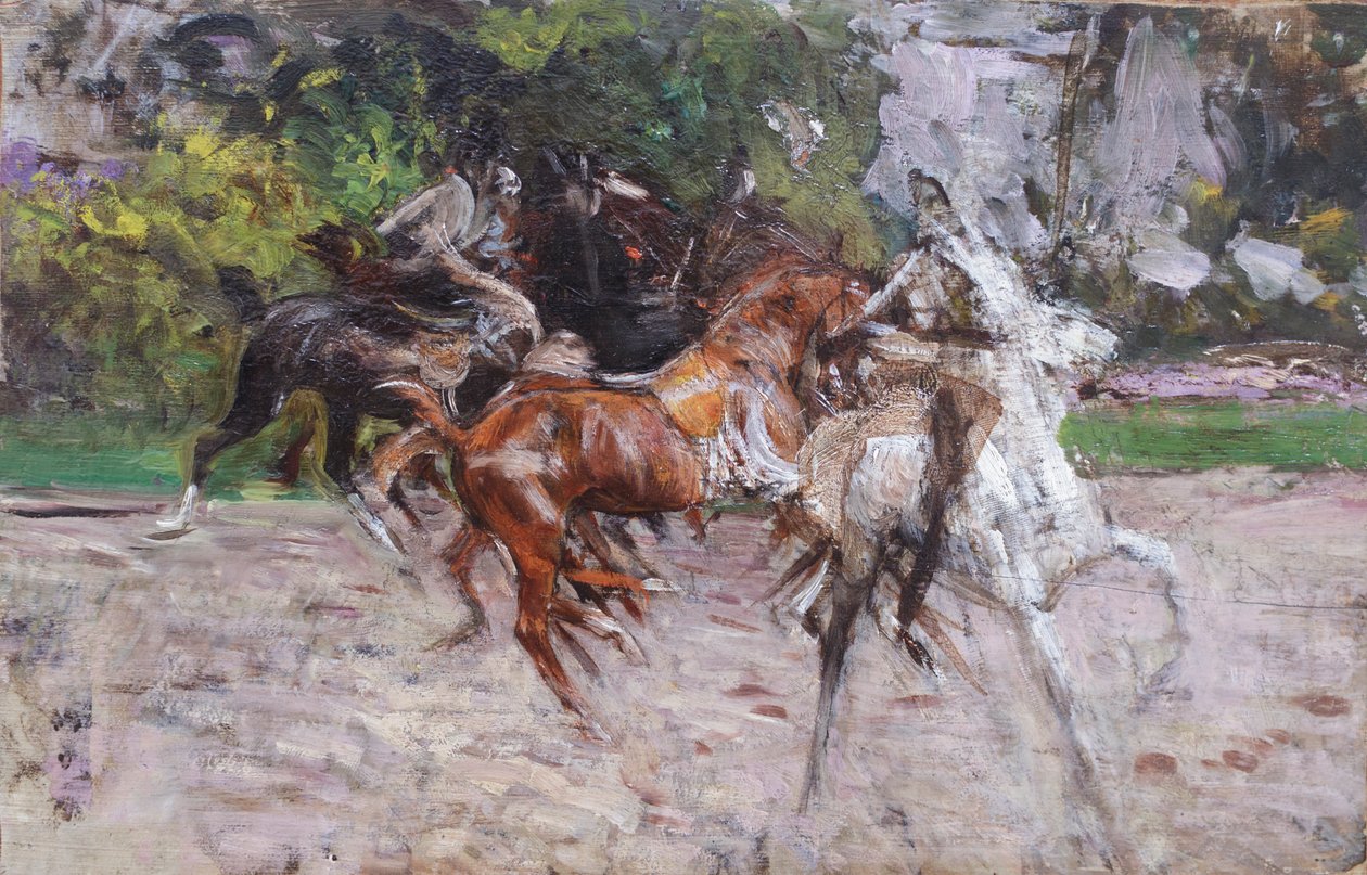 Lovak a Bois de Boulogne-ban, 1885 körül (olaj, tábla) alkotó: Giovanni Boldini