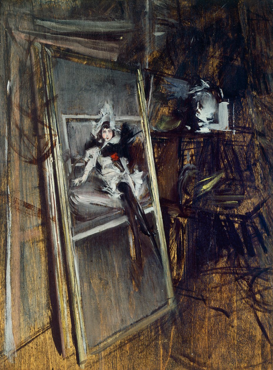 A festő műtermében Giovanni Boldini (1842-1931) Fiatal lány, Errazuriz című festménye alkotó: Giovanni Boldini