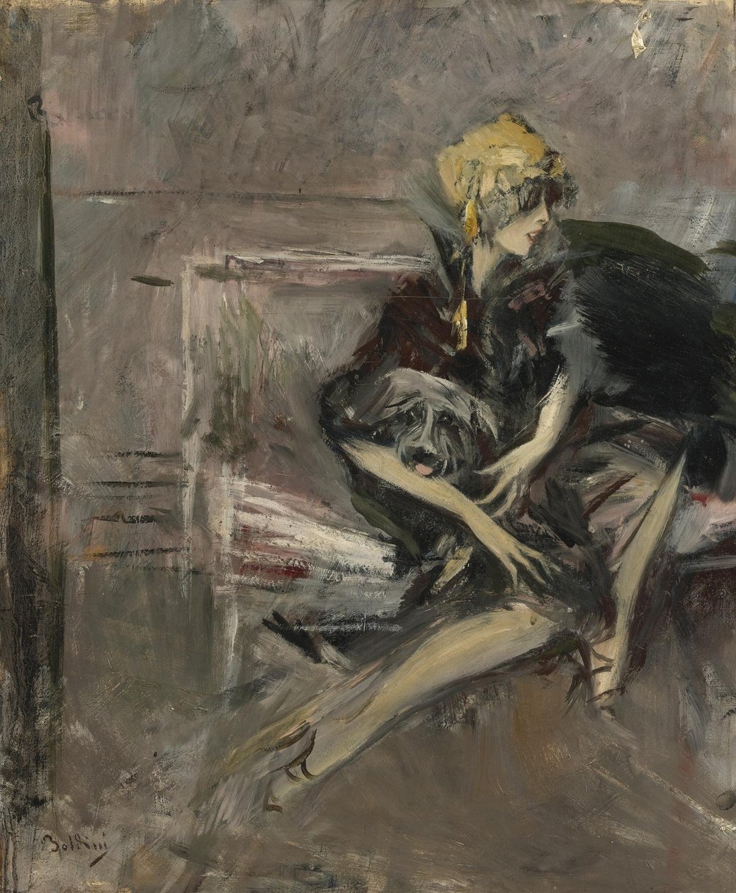 Hölgy Egy Sárga Kalapban Vele Kutyája Marchesa Casati alkotó: Giovanni Boldini