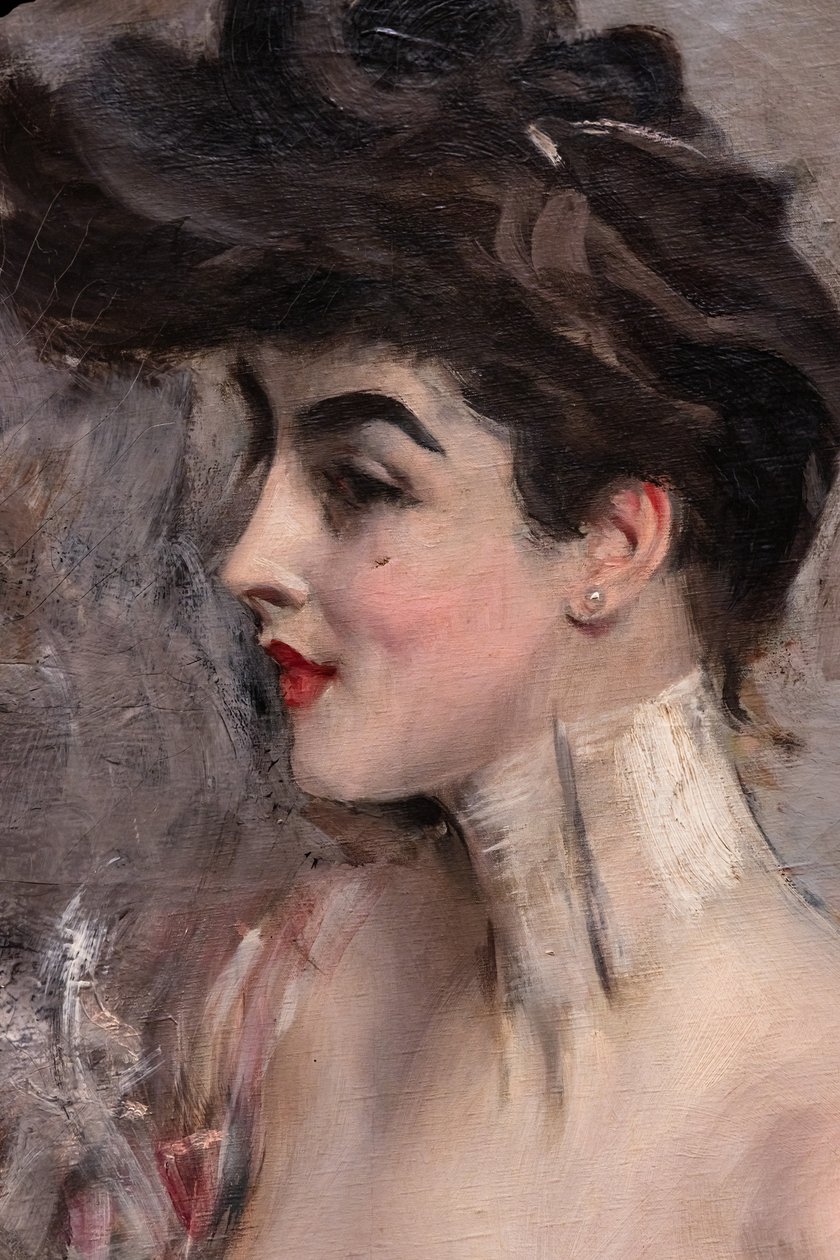 Madame X gyöngyütővel, részlet alkotó: Giovanni Boldini