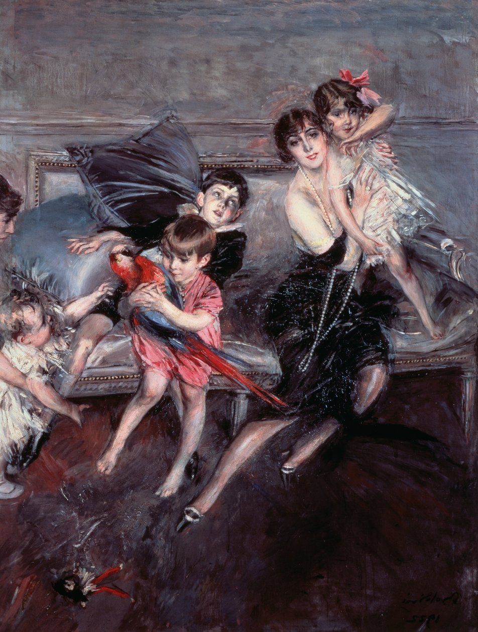 Mrs. Edwards négy gyerekkel és dadával alkotó: Giovanni Boldini