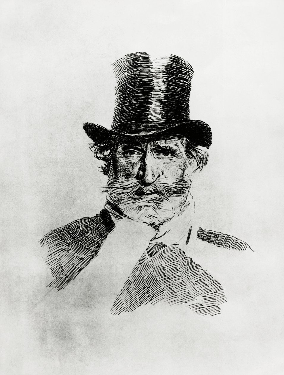 Giuseppe Verdi (1813-1901) olasz zeneszerző portréja, Giovanni Boldini (1842-1931) rajza alkotó: Giovanni Boldini
