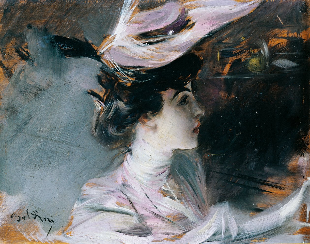 Lina Cavalieri portréja új kalappal, Giovanni Boldini (1842-1931) alkotó: Giovanni Boldini