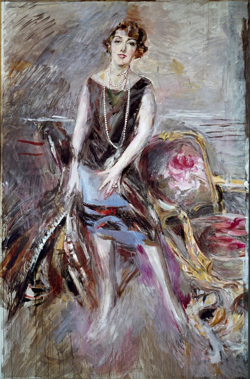 Madame Corbitt portréja Az őrült évek divatja szerint százszorszép. Giovanni Boldini (1842-1931) festménye 1925 V. 185x122 cm Pistoia kollekció Boldini alkotó: Giovanni Boldini