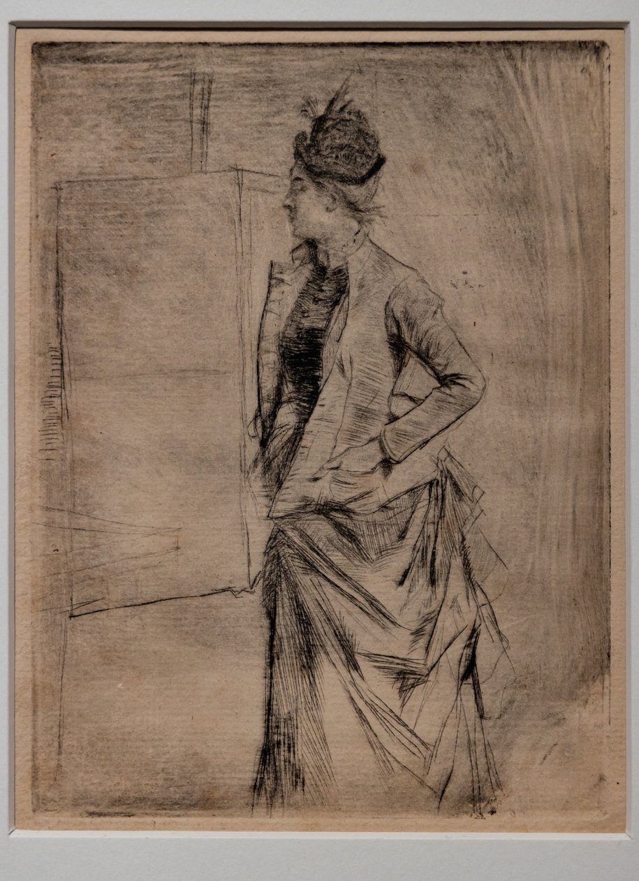 Egy álló fiatal nő portréja profilban (a látogatás) alkotó: Giovanni Boldini