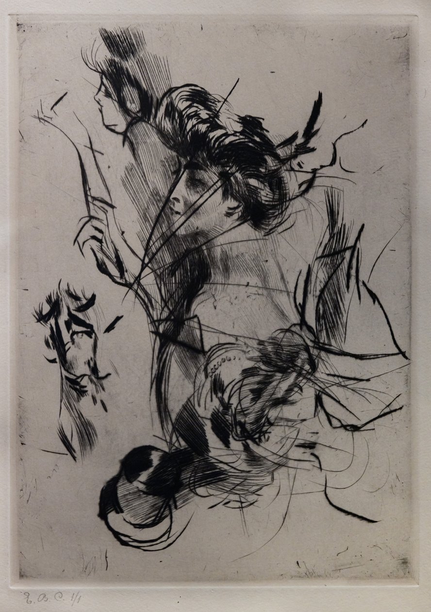 Fiatal nő portréja figurákkal alkotó: Giovanni Boldini