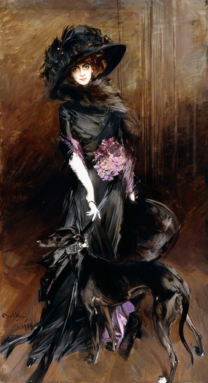 Marchesa Luisa Casati portréja agárral, 1908 alkotó: Giovanni Boldini