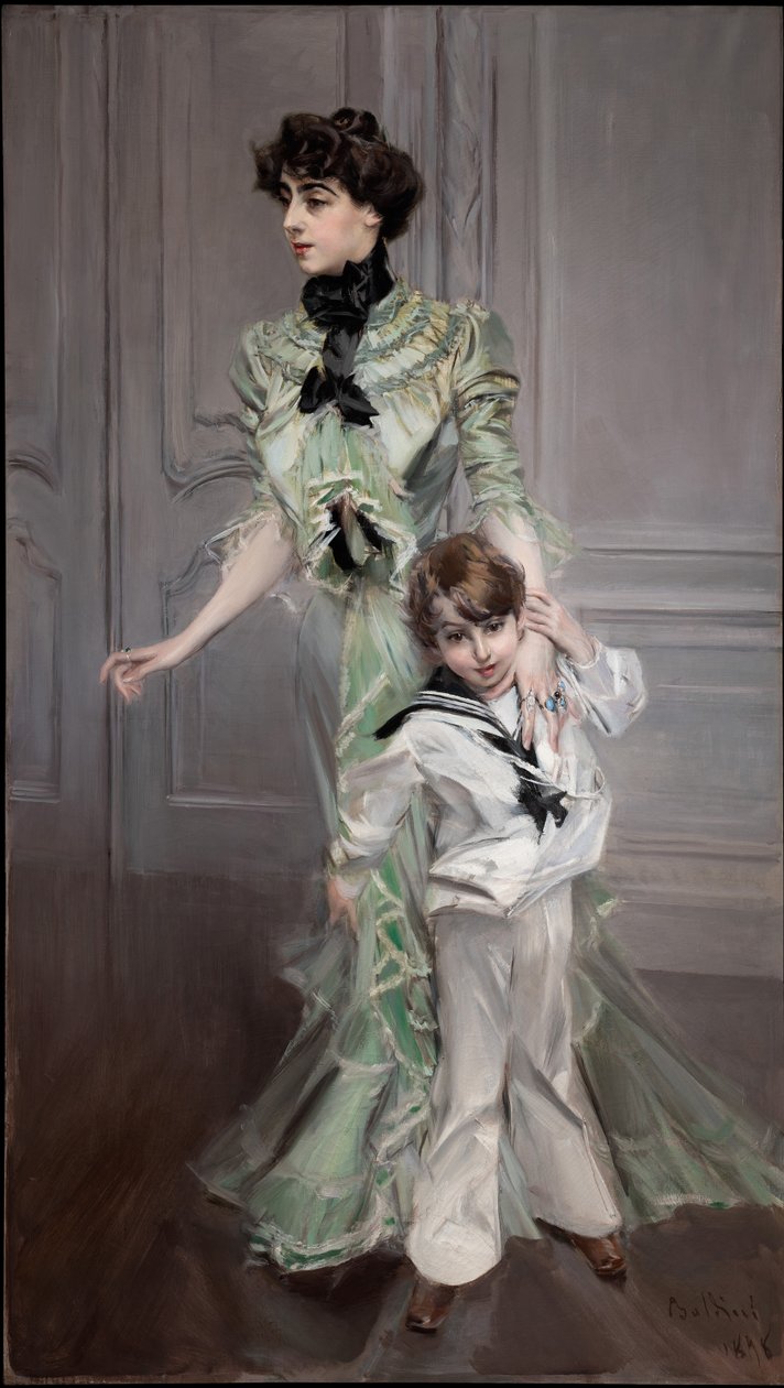 Hugo asszony és fia portréja, 1898. alkotó: Giovanni Boldini