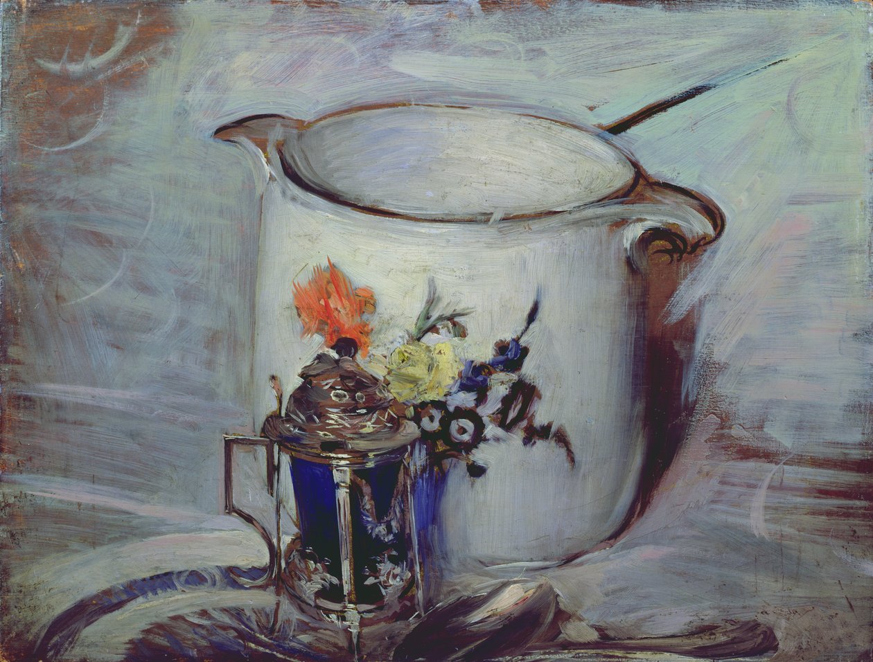 Csendélet mustáros edénnyel és kancsóval alkotó: Giovanni Boldini