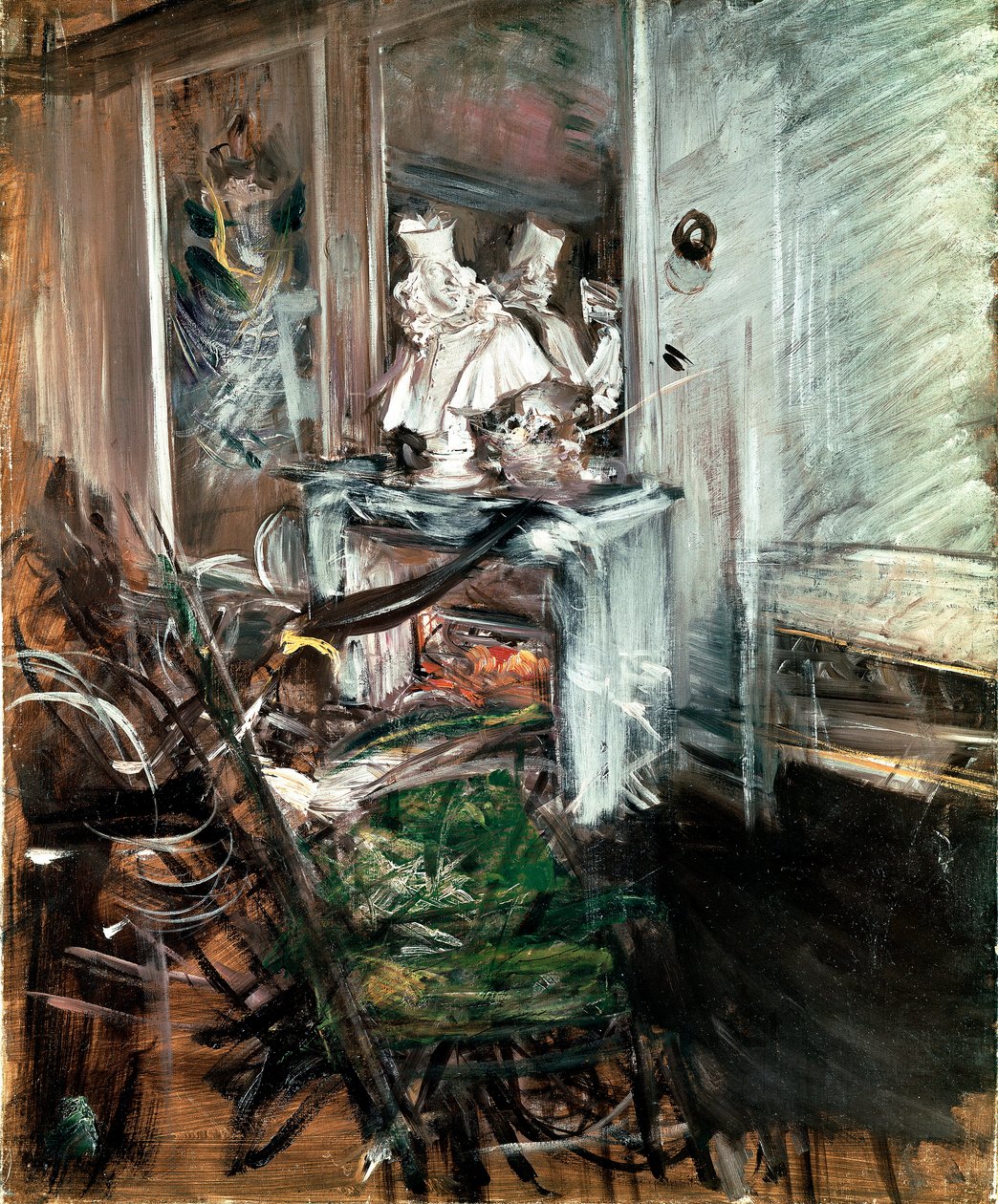 Bernini „bíboros” a festőszobában. Giovanni Boldini (1842-1931) festménye 1899 körül. Olaj, vászon. Mérete: 53x46 cm. Pistoia, Boldini kollekció alkotó: Giovanni Boldini