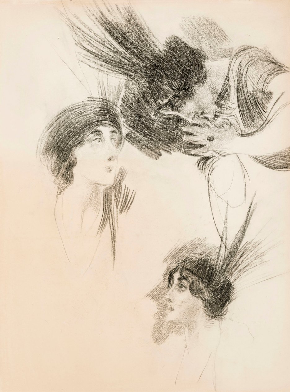 Három tanulmány Dora di Rudinì Labouchère portréjához. alkotó: Giovanni Boldini